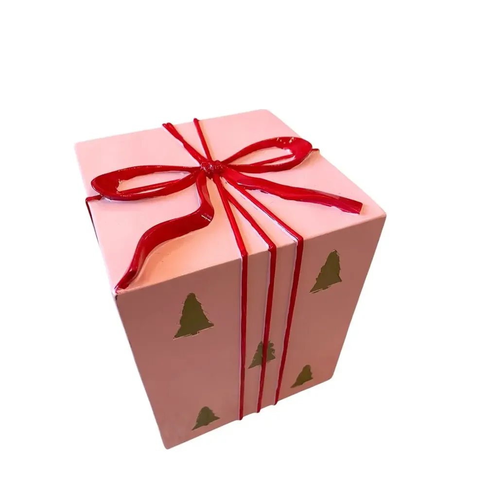34th & Pine Pink Christmas Present Red Bow Outdoor Safe Holiday Decor New